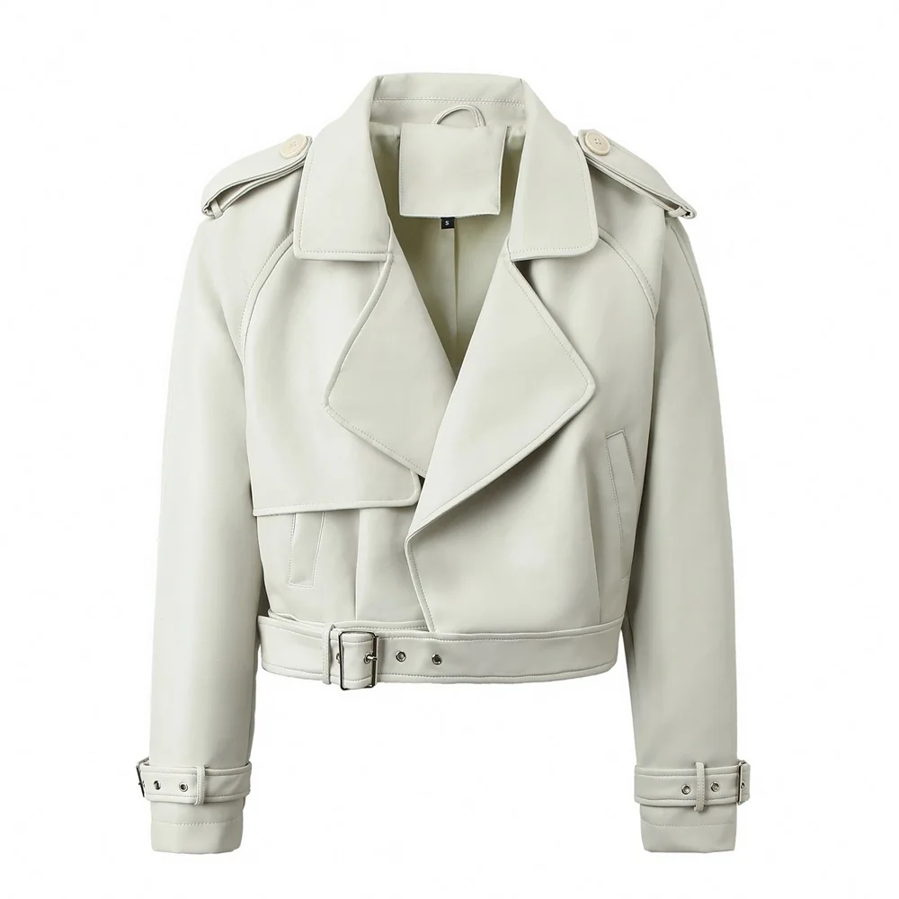 

Autumn and winter new women's outerwear loose fit leather jacket PU leather jacket motorcycle rock jacket