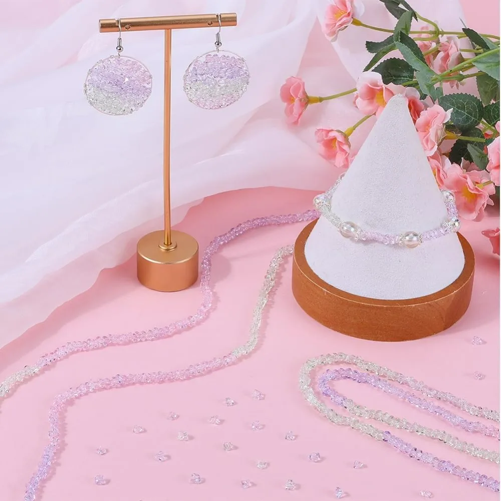 1박스 8줄 1072~1096개 투명 유리 비즈 각진 비즈 벌크 그라데이션 분할 다색 루즈 트라이앵글