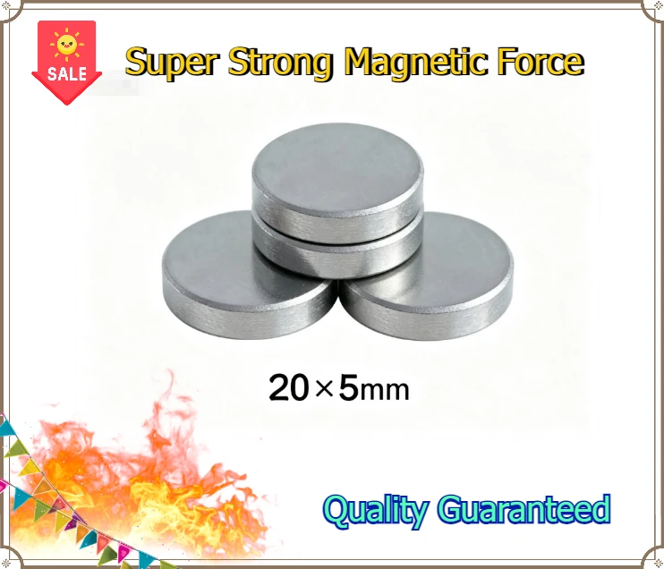 20x5mm NdFeB Magnet | N35 Anti-Rust Permanent Round Disc for Science & Packaging
