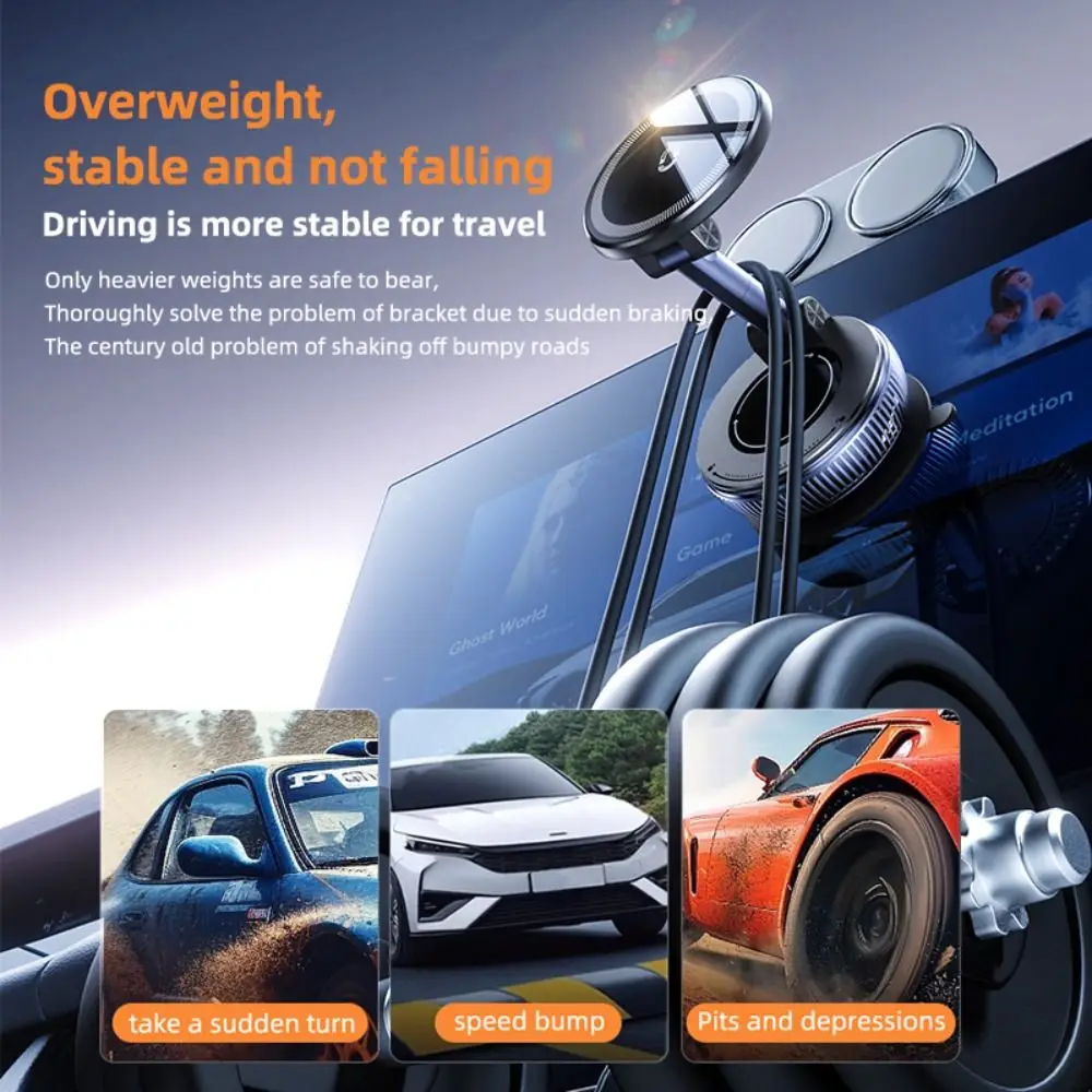 

High Quality Vacuum Magnetic Phone Holder Suction Cup Adjustable Car Navigation Bracket Rotation Multi-functional Phone Stand