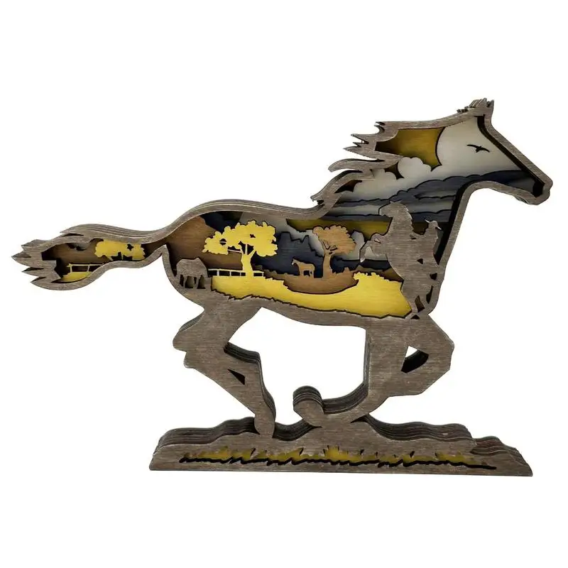 

3D Horses For Crafts Wooden Carved Ornament Ornament Crafts Meticulously Mechanically Carved For Household Desktop And Home