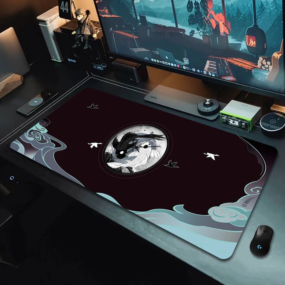 

Коврик для игровой мыши Koi Taichi, большой настольный коврик 100x50 см, нейтральный коврик для компьютерной мыши для геймеров, игровой коврик для мыши, подлокотник Elden ring