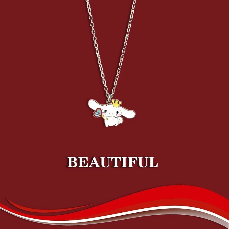 Sanrio Cinnamoroll Necklace Anime Figures Cartoon Alloyed Necklace Q Figural Anime Merchandise Decoration Children Birthday Gift