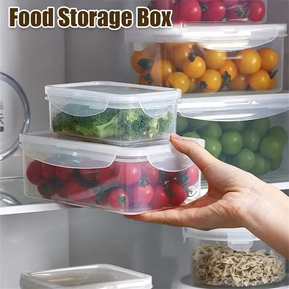 Durable Transparent Freshness Box with Lid Plastic Food Container Leak-proof Sealed Box for Kitchen Vegetable Meat Storage