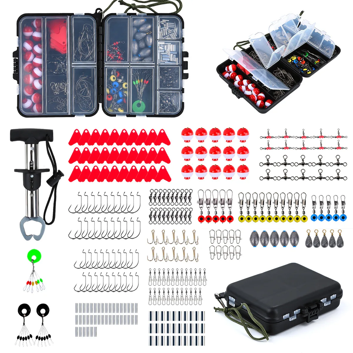 264 Pieces Complete Fishing Accessories Tackle Box Set,Including Swivels,rank Hooks,ead Sinkers,Universal for Lure Sea Fishing