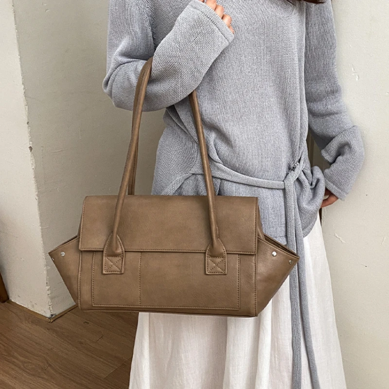 

Women PU Leather Top Handle Shoulder Bag Structured Tote Fashion Crossbody Bag Elegant Office Ladies Handbag Minimalist Purse