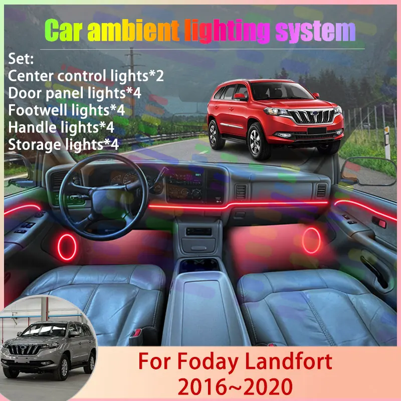 Для Foday Landfort 2016~2020, SAF Dayun Y5, 2/24 в 1, автомобильная атмосферная подсветка, RGB-лампа, комплект атмосферного освещения.