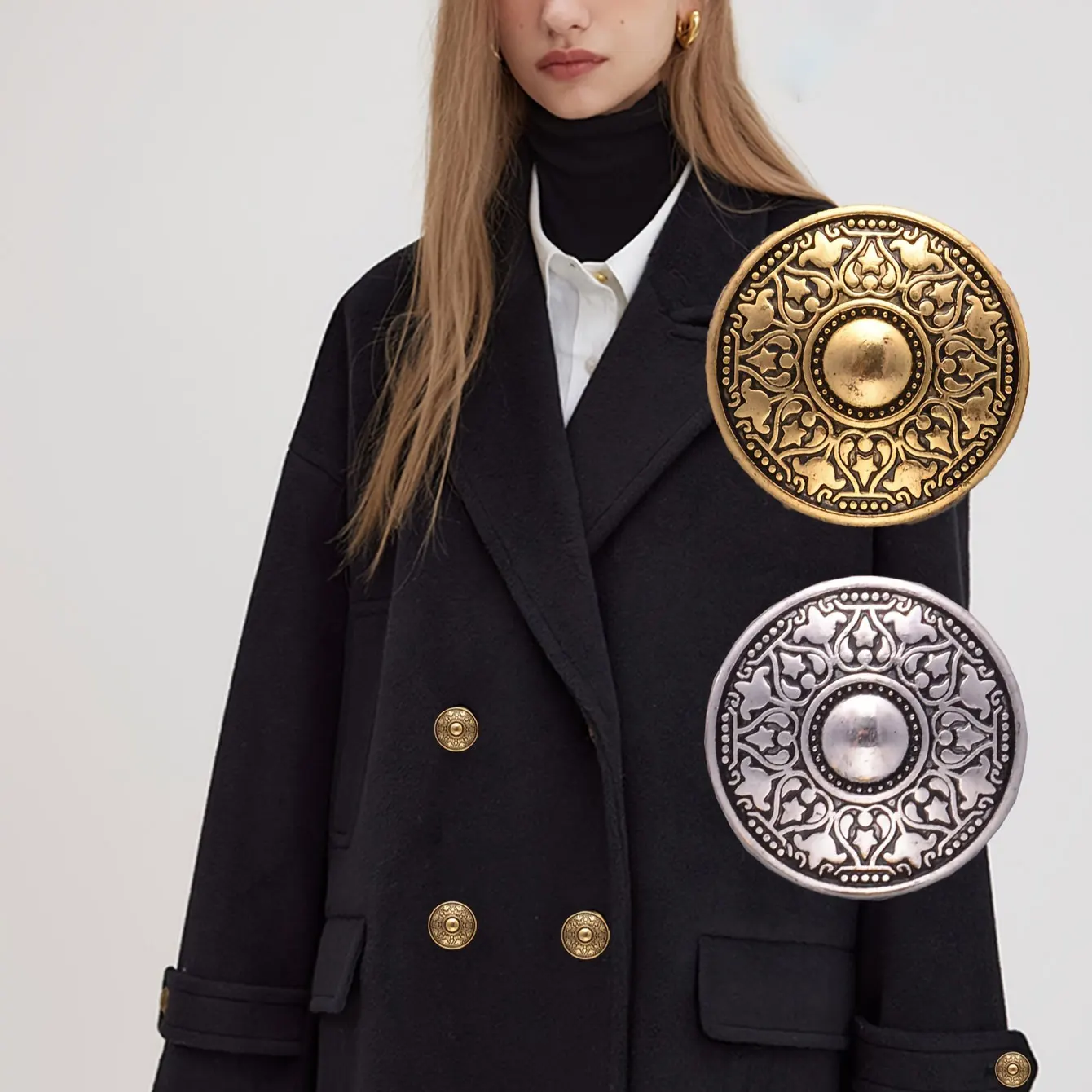 10/20 Stück wunderschöne, runde Metallknöpfe mit Retro-Totem-Muster, DIY-Zubehör für Kleidung, Schmuck und Accessoires – Detail 3
