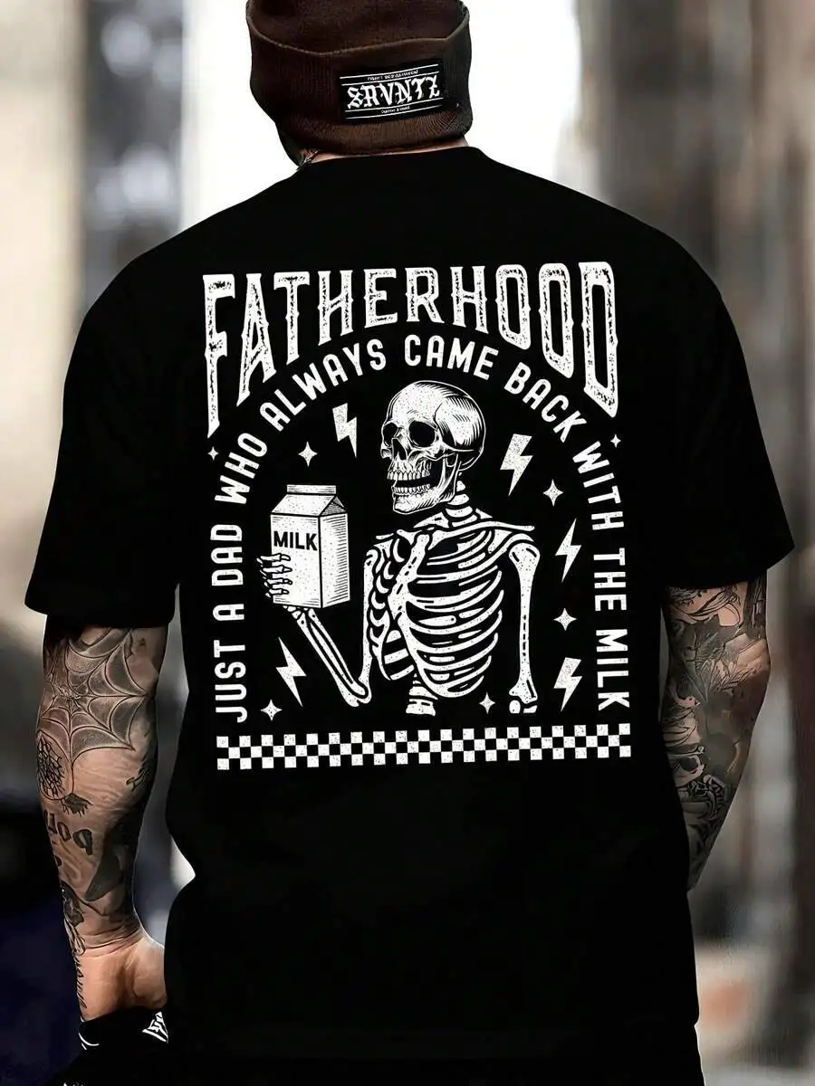 Saying & Skeleton Graphic Birthday Father's Day Idea Black Crewneck Tee Attire Dad Humor Apparel - Soft Breatha ZGR8 100% Cotton