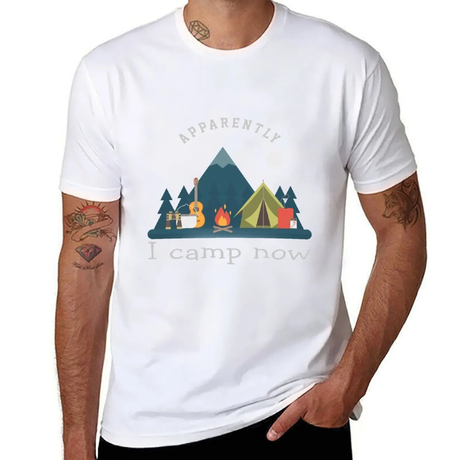 Mira la camiseta apparentemente: como camisetas Soy yo rey ahora montañas hombre campamento de algodón para un hombre divertido y suave de las camisas Camiseta