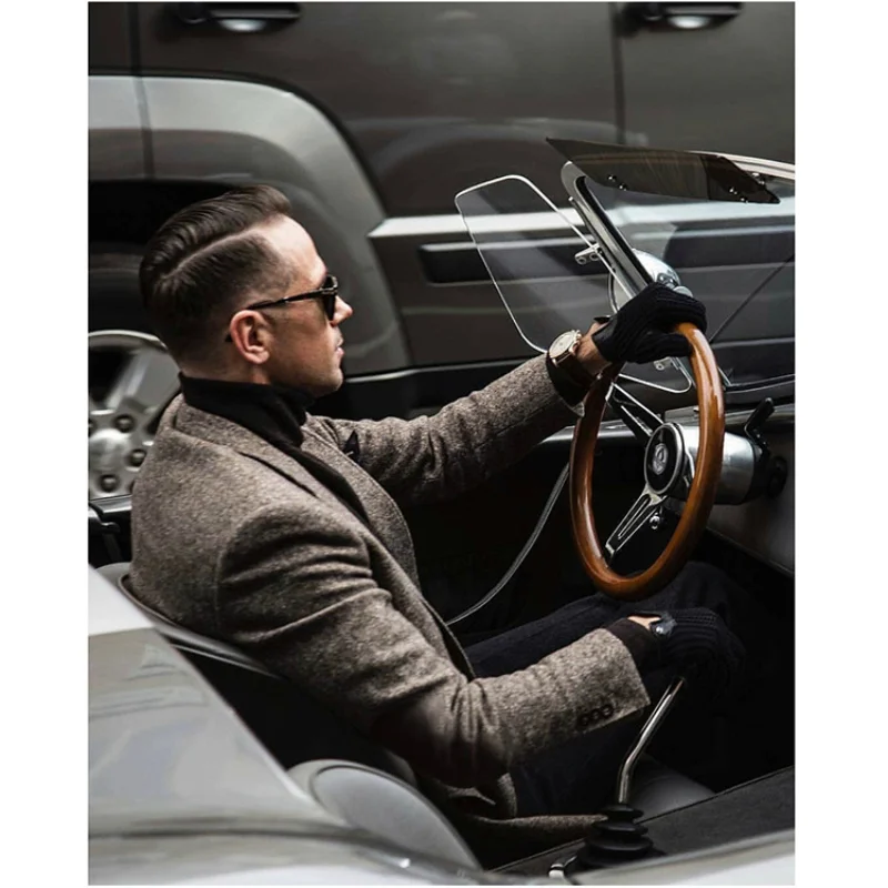 Veste de costume en Tweed grossier pour hommes, Blazer rétro, coupe ajustée, simple boutonnage, costume d'affaires décontracté de Style britannique d'automne et d'hiver