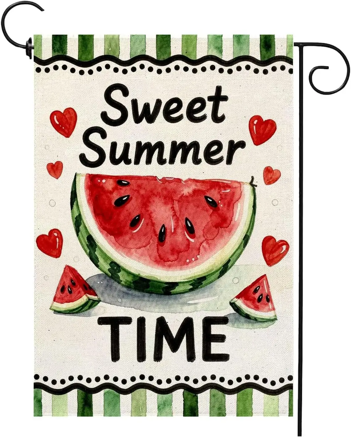 Sweet Summer Time Watermelon Garden Flag 12x18 Inch Double Sided Seasonal Holiday Burlap Pool Beach Yard Outdoor Decorations AAS