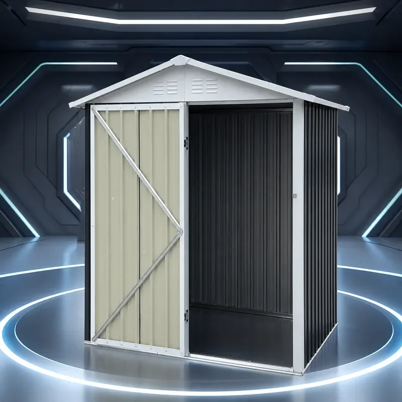 Outdoor Garden Tool Shed Galvanized Color Steel Plate Iron Storage Room Waterproof Courtyard Utility House for Yard