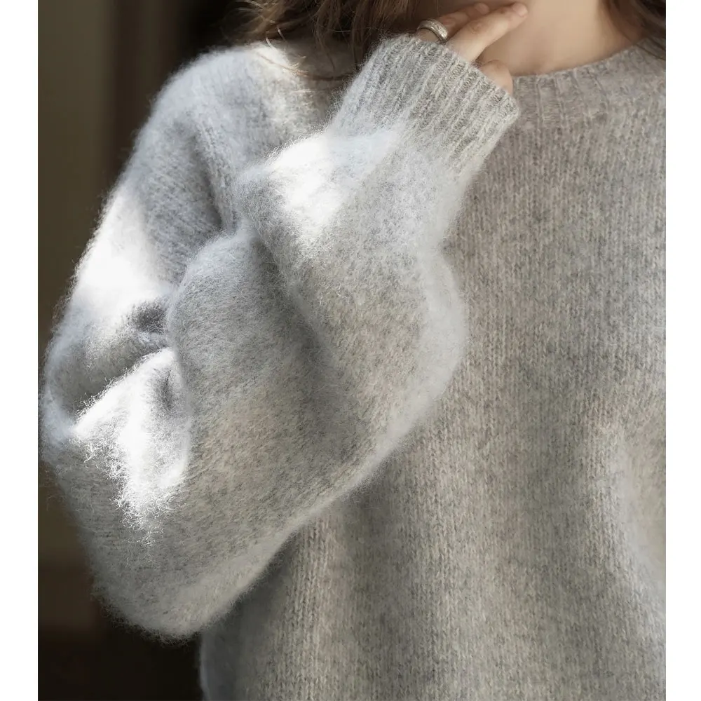 

Women Warm Wool Knitted Sweater O-Neck Loose Style Pullovers Autumn Clothes Tops For Women Fashion High Quality Clothing