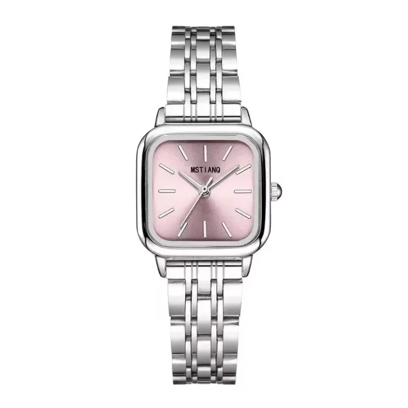 2024 Stainless Steel Watch Women\'s Ins Style Simple Student Quartz Watch Casual Fashion Versatile Luxury Small Square Wristwatch