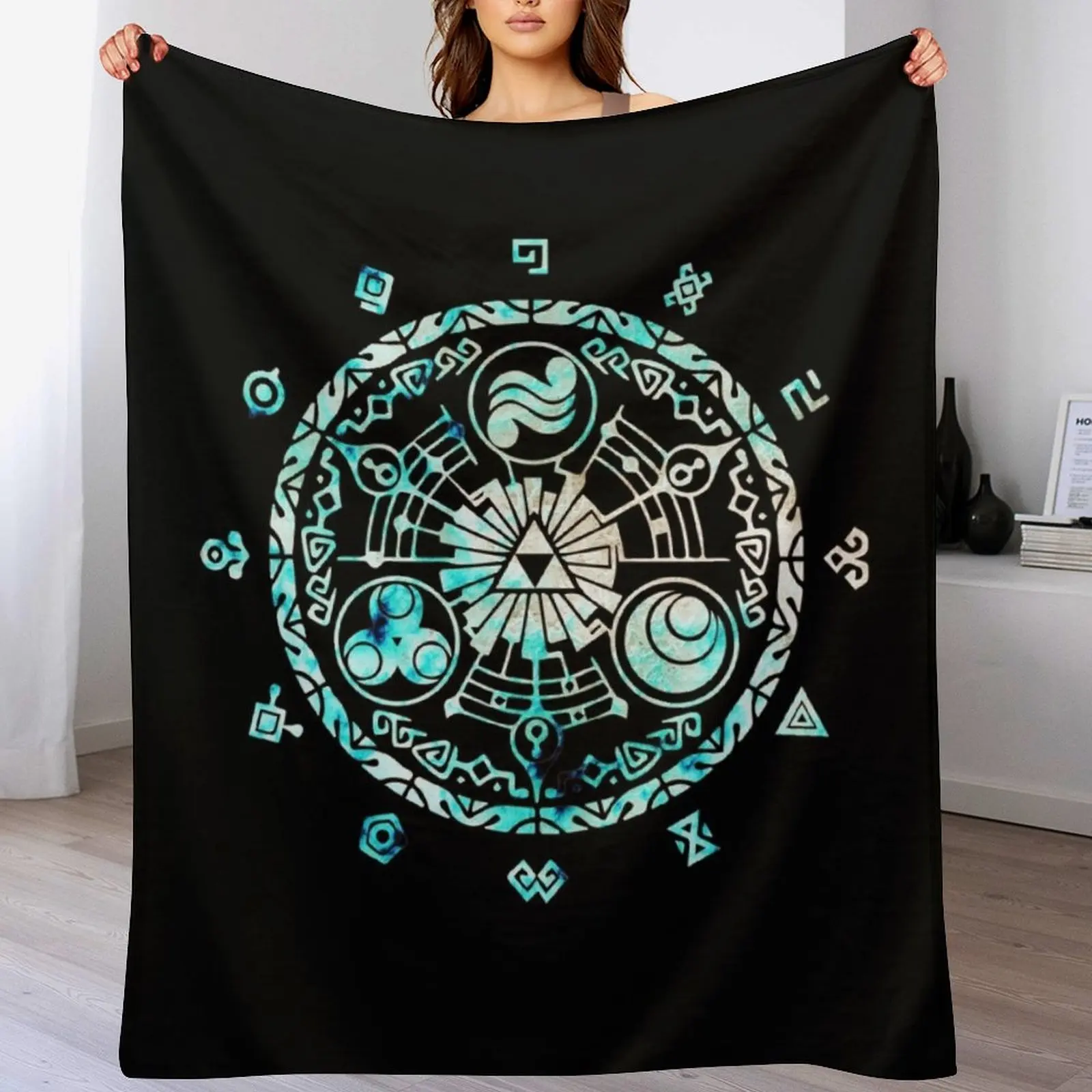 

zelda circle blue Throw Blanket Retros Summer Furry Blankets