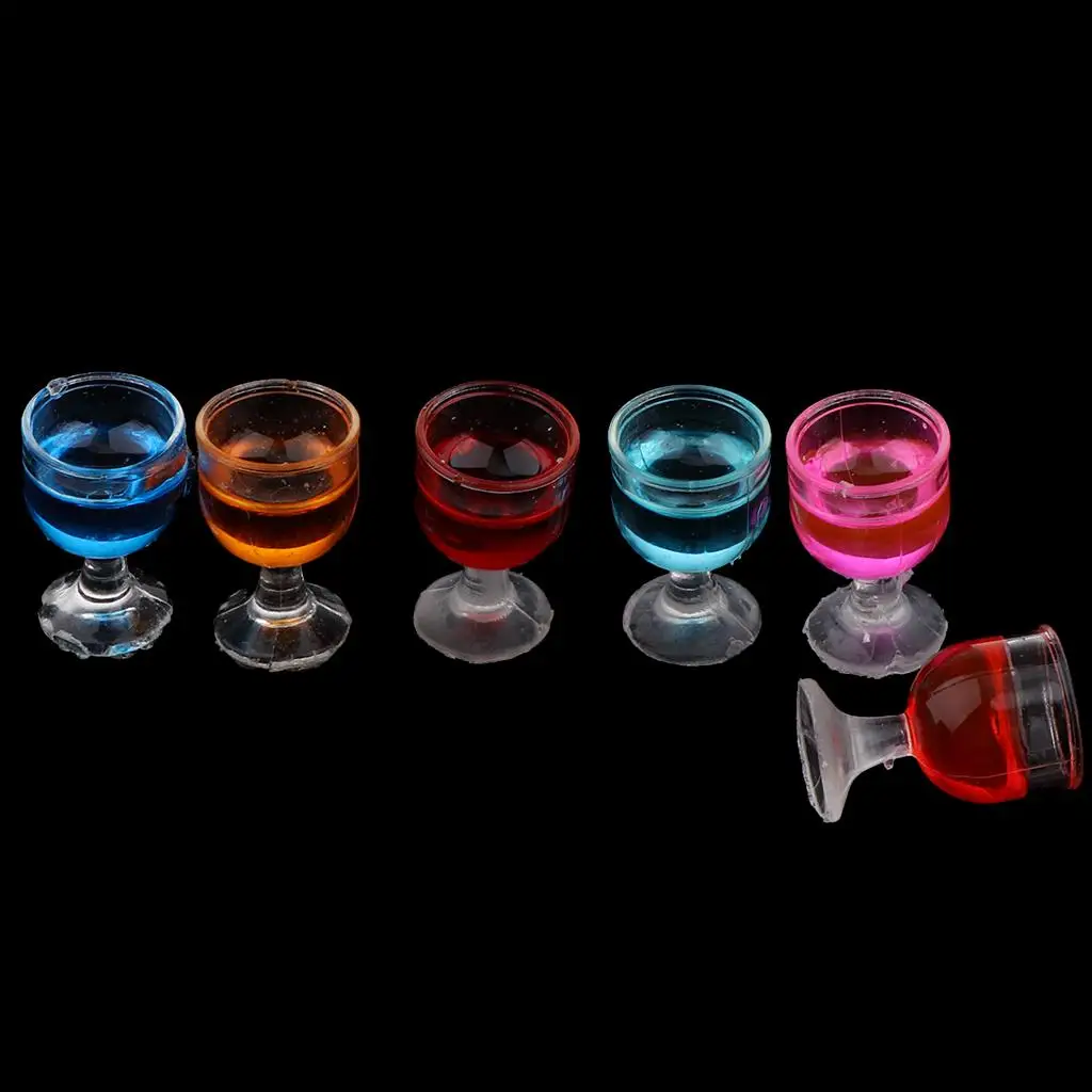 1/12 Scale Dollhouse 6 Pieces Multi-Color Round Set Drink Model