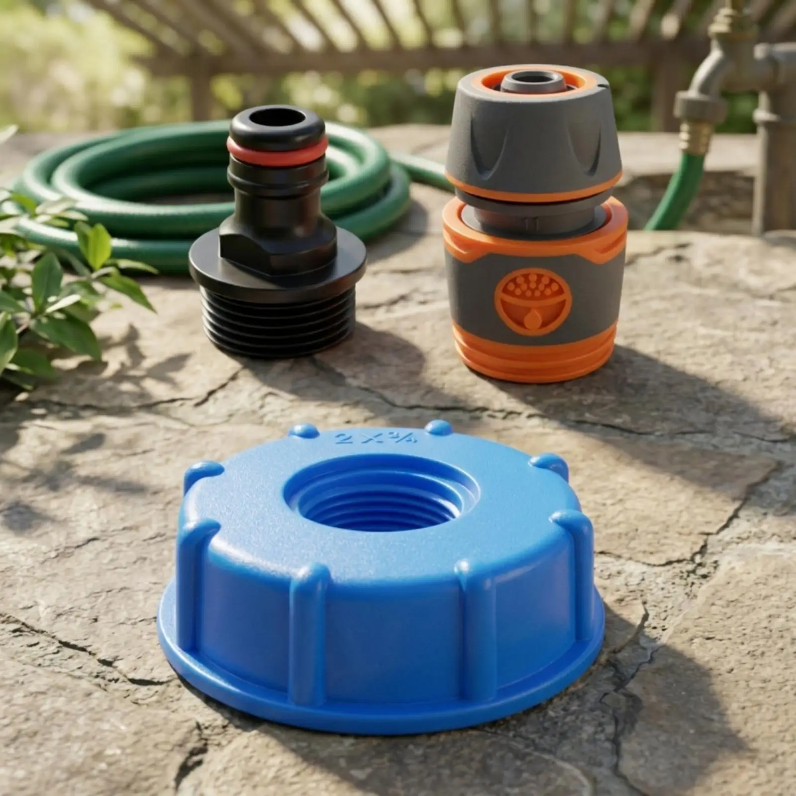 Water Tank Refill Connector with Threaded Lid and Gasket Quick Coupling for Camping Trailer Boat Docks