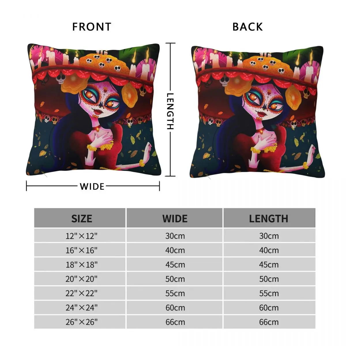 La Muerte The Book Of Life Square Pillowcase Polyester Linen Velvet Pattern Zip Decorative Throw Pillow Case Home Cushion Cover