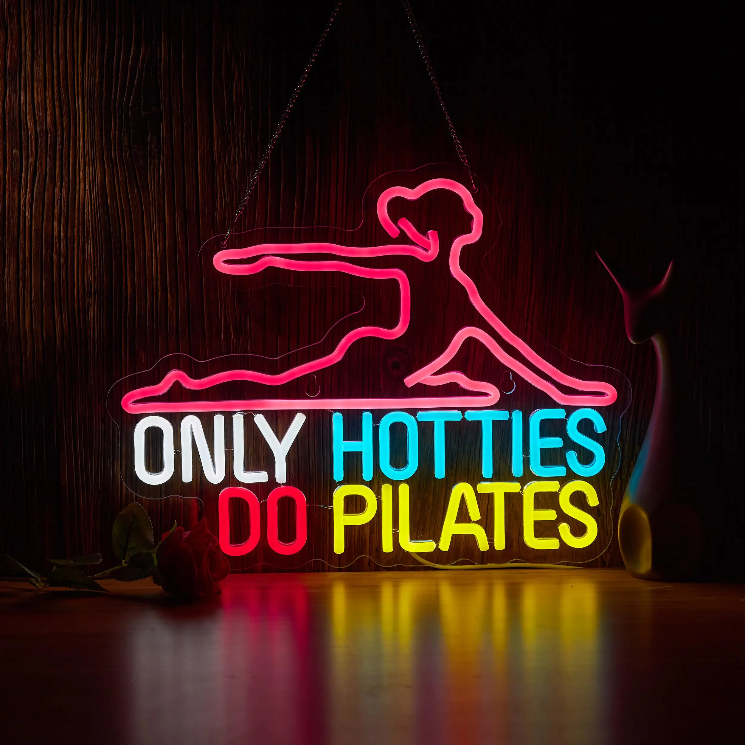 

Неоновая вывеска для пилатеса только Hotties Do Pilates с регулируемой яркостью USB светодиодная лампа для декора стен Пилатес Тренажерный зал Спортивный клуб Йога Студия Декор