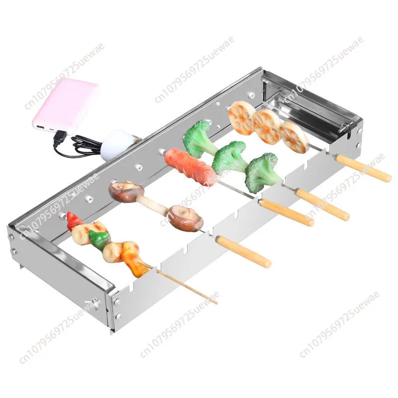 

Fully Automatic BBQ Flip Rack Adjustable Width Rolling BBQ String Machine 5V Can Connect To Power Bank AC/DC