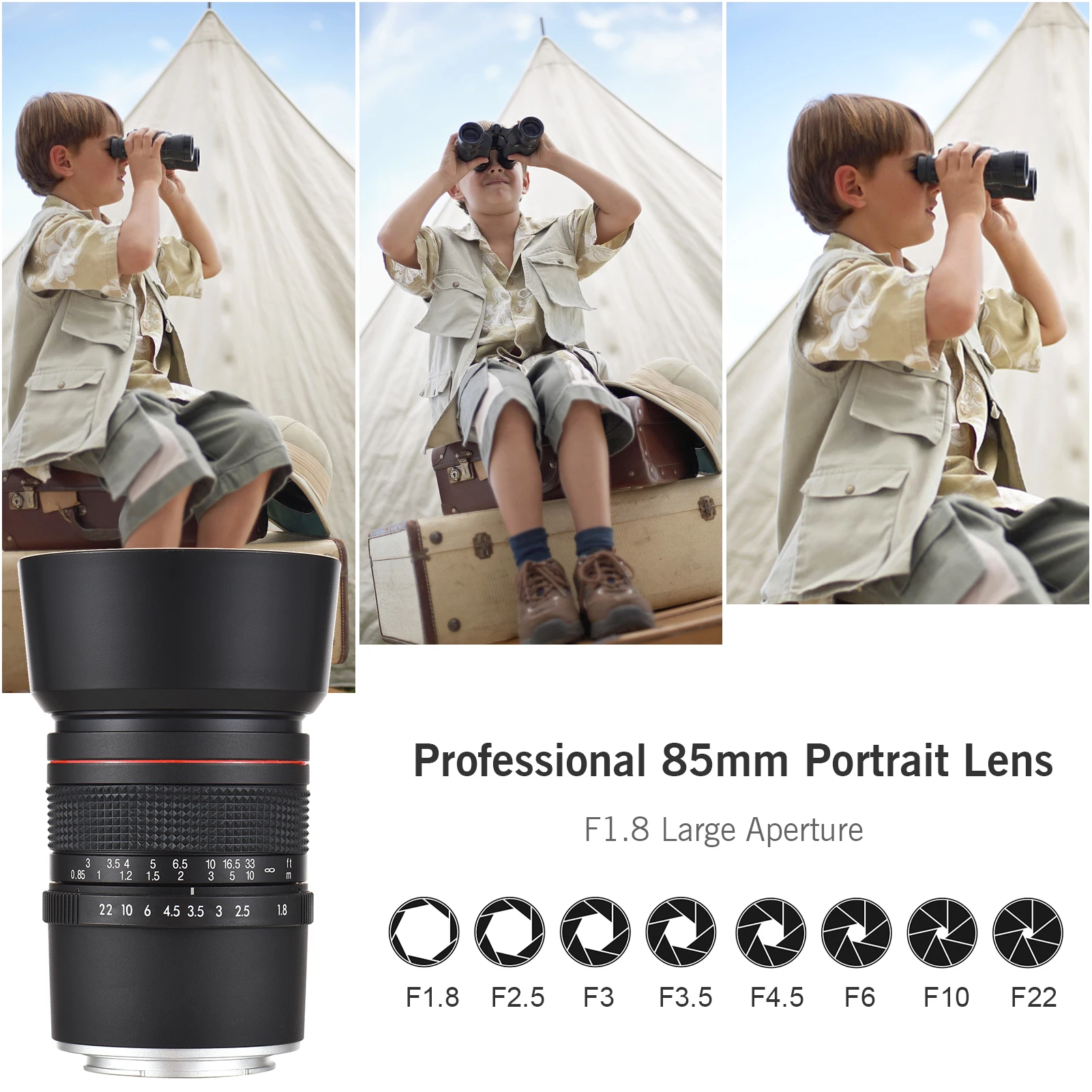 Andoer 85mm F1.8 Medium Telephoto Camera Lens Large Aperture Full Frame Portrait Lens Manual Focus for Sony A7/A7II/A7III/A7R