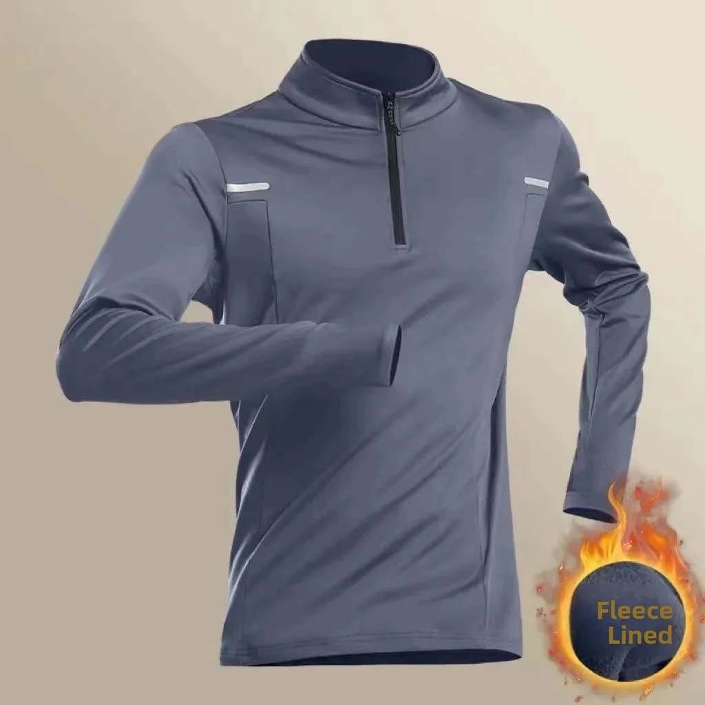 Abbigliamento da allenamento da uomo f Zip Qui Dry Long Sve Fitn Running Sports Top Colletto rialzato caldo traspirante in fibra di poliestere