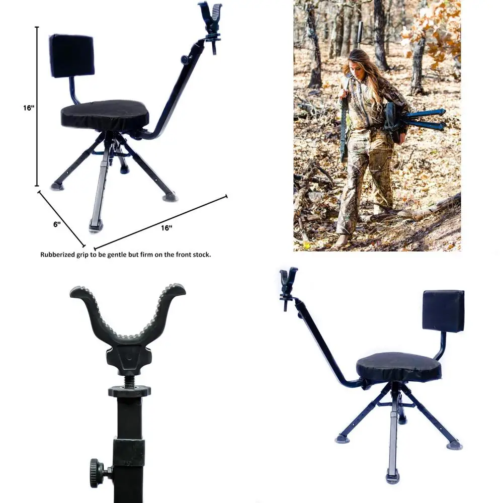 

- Ultimate Comfort Hunting Chair - Lightweight, Portable, Durable with Adjustable Backrest & Quiet Gun Rest - Fits Most Stocks -