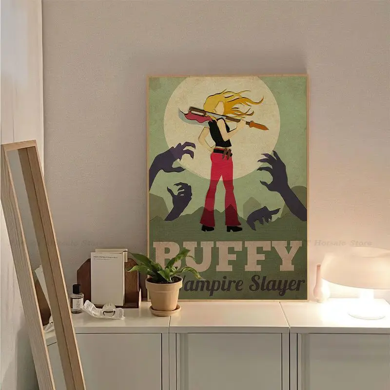 بوفي القاتل مصاص الدماء الرجعية كرافت ورقة ملصق الديكور اللوحة جدار الفن كرافت ورقة الملصقات ملصقات الحائط