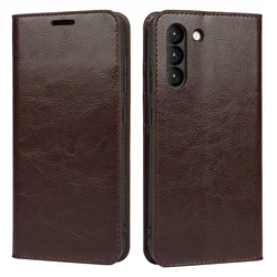Real Genuine Leather Flip for Samsung Galaxy S25 S24 S23 Ultra Plus A16 A15 A25 A35 A55 5G Case Wallet with Credit Card Holder