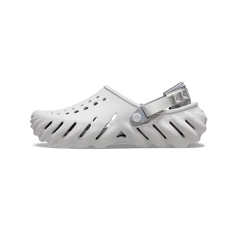 Crocs Echo Clog Gray Simple Versatile Lightweight Durable 2cm Heel Everyday Unisex Slip-On Sandal Comfortable Casual 207937-1FT