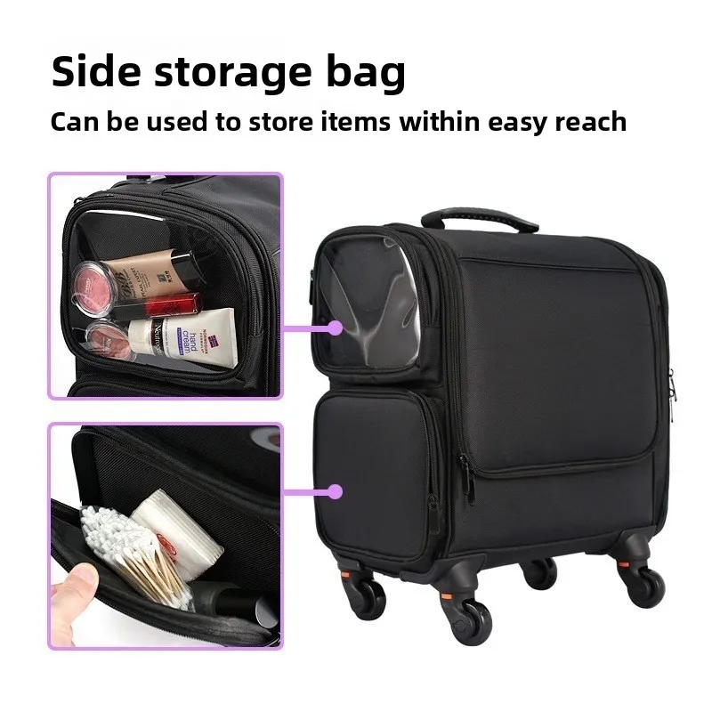 Rolling Makeup Case Large Capacity Tattoo Nail Artist Storage Organizer Kit Travel Portable