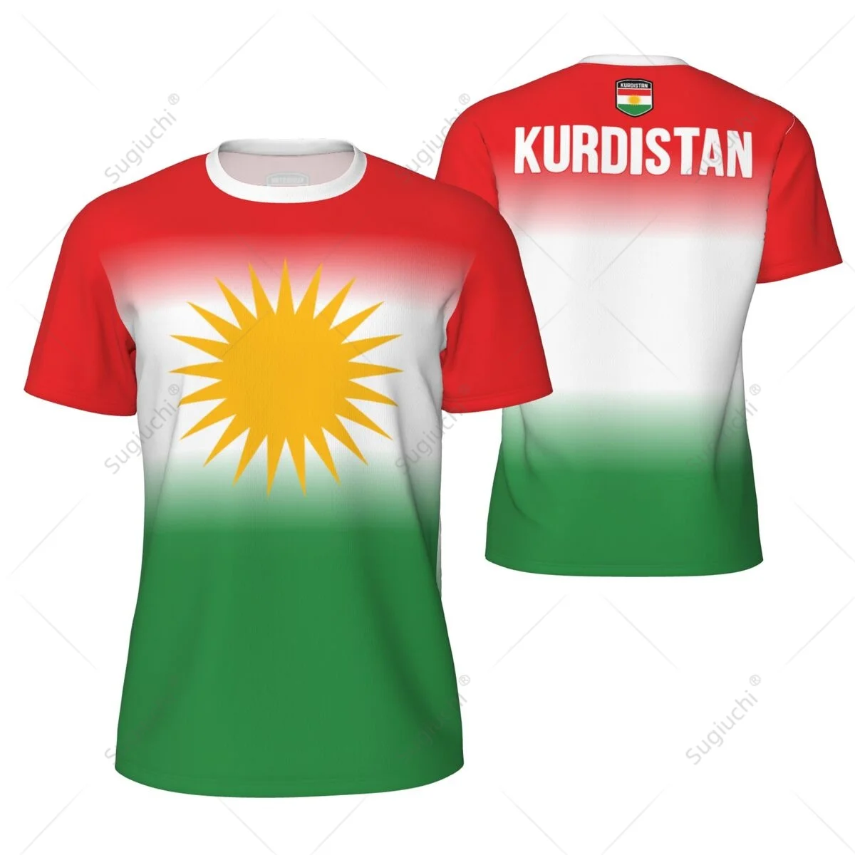 Sports Mesh T-shirt Kurdistan Flag For Running Bike Soccer Tennis Football Fitness Tees 3D Printed Custom