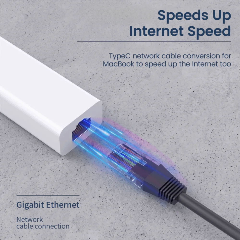 High-Speed USB Ethernet Adapter Type C USB 2.0 Ethernet Adapter Network Card 10/100 Ethernet 3 Ports USB Type C Ethernet Adapter