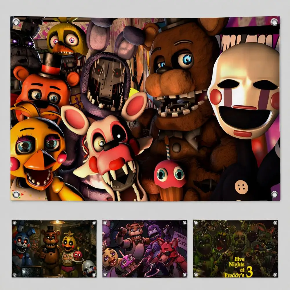Game Five Nights at Freddy's Flags Home Yard & Garden Decor Banner - Indoor Outdoor Wall Hanging Flag