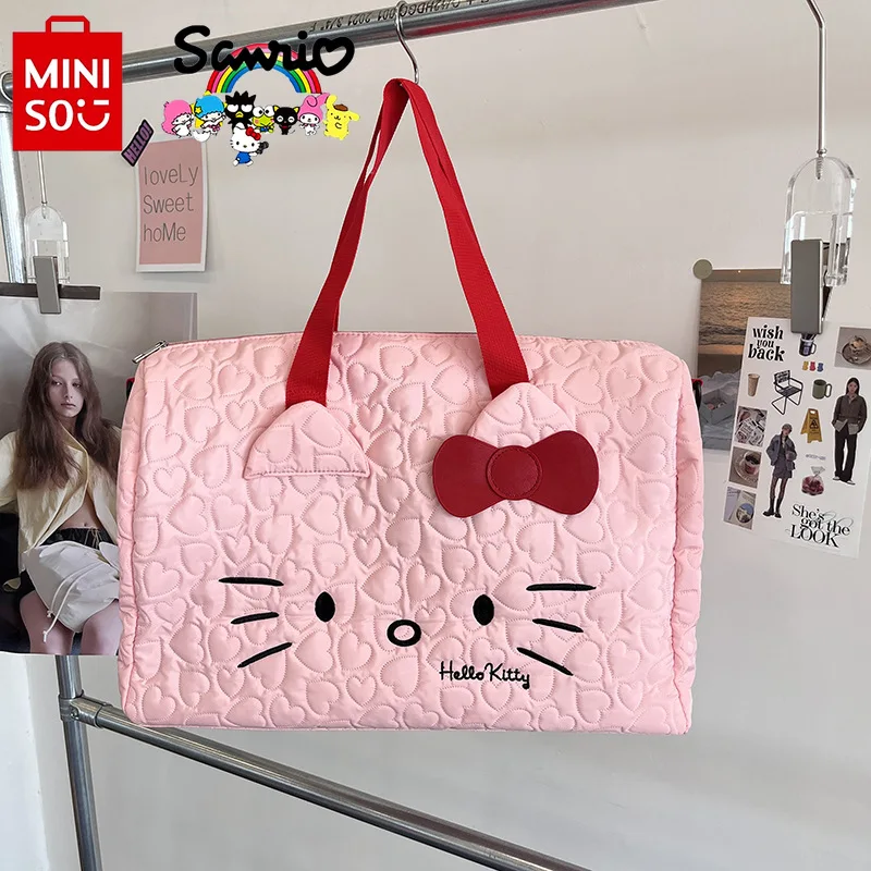 Hello Kitty 2025 New Travel Boarding Bag Fashion High Quality Hand Luggage Bag Cartoon Large Capacity Women's Crossbody Bag