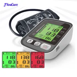 JYouCare-Monitor Digital Lcd de presión arterial para la parte superior del brazo, medidor de frecuencia cardíaca para el hogar, tonómetro BP, medición automática de manguito grande