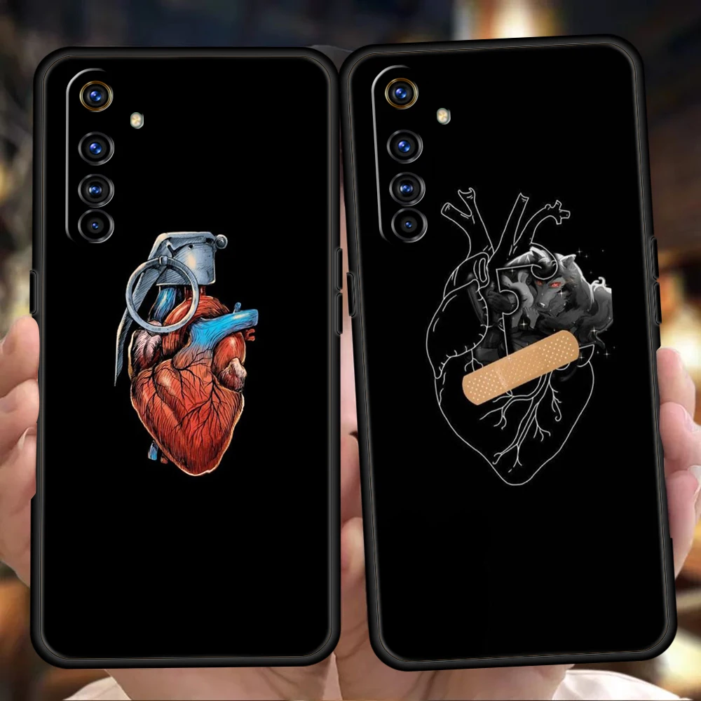 Heart Art Phone Case for Realme 8 9 Pro Plus 8i 9i 6 7 GT2 C21 C25 C3 C11 11 Pro 5G Plus Shockproof Silicone Shell Capas Bag TPU