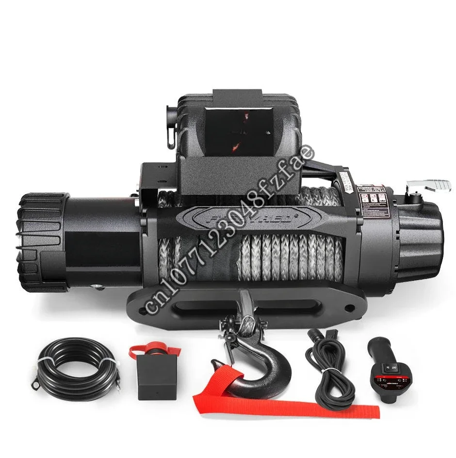 12V 13000LBS/5909KG IP67 Car 4x4 SUV Wired/Wireless Control Synthetic Rope Electric Winch