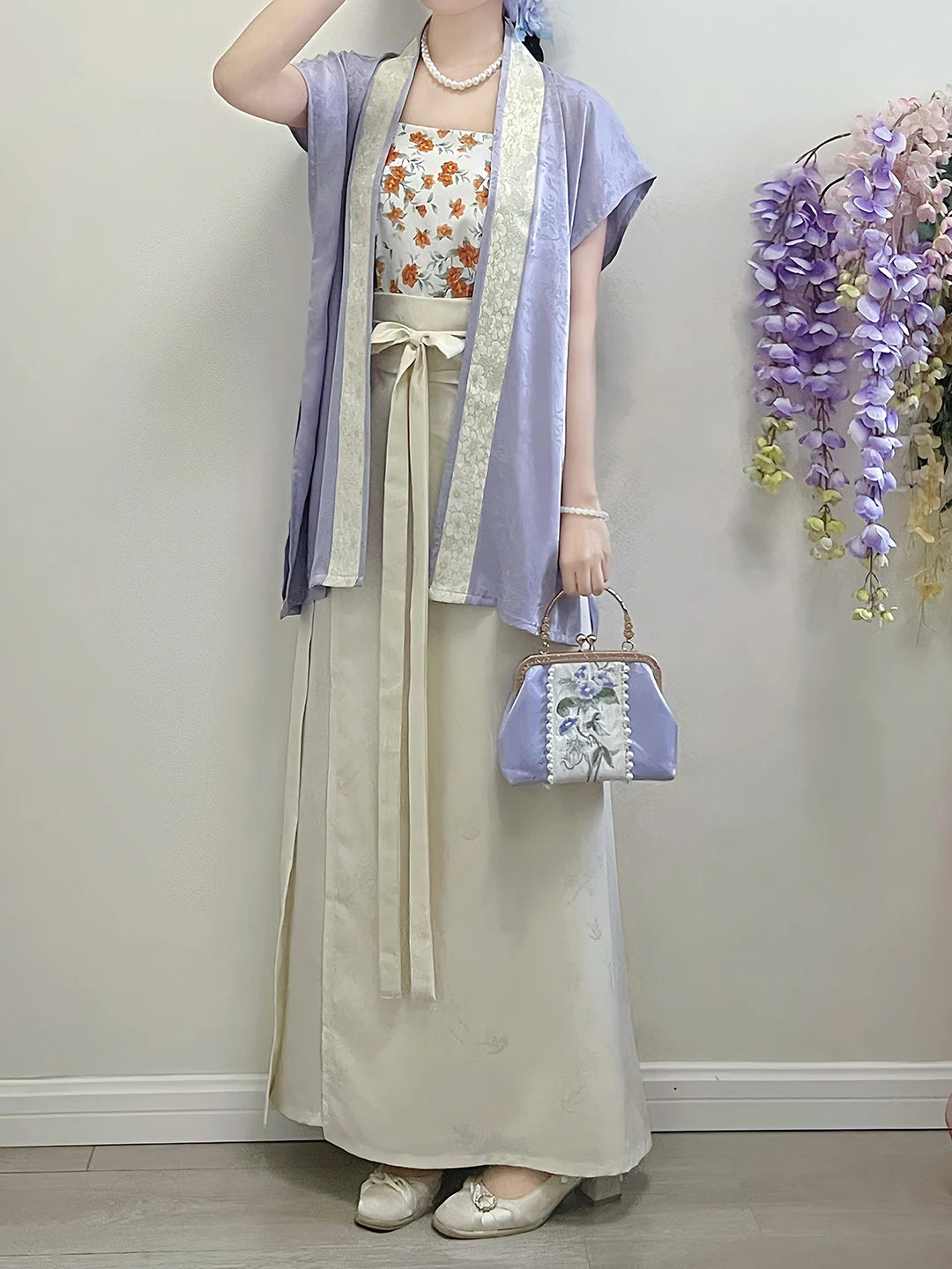 Ruyan Han Court Women's Song Dynasty Style Vest Cardigan Two-Piece Set with Airplane Sleeves for Commuting Summer Outfit