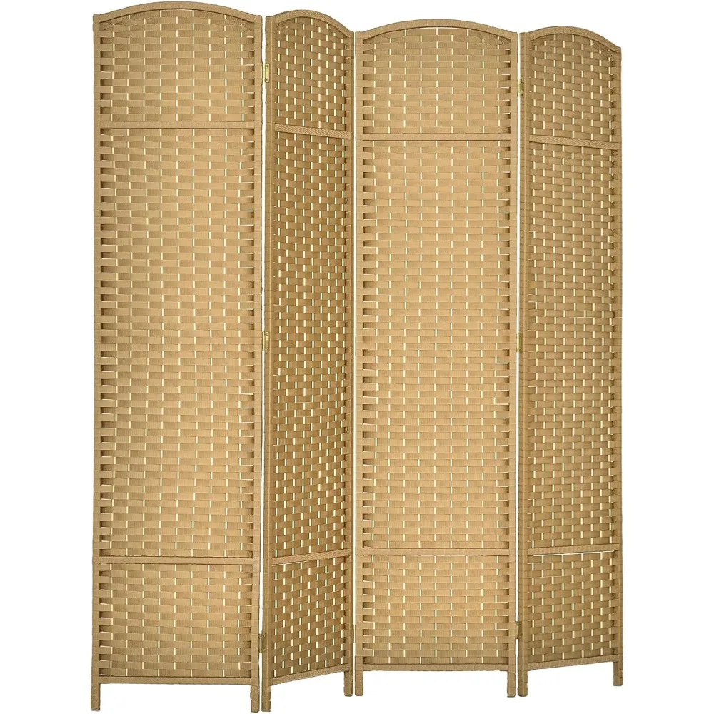 

Room Divider, 4 Panel Folding Privacy Screen, 5.6' Tall Freestanding Wall Partition for Home Office, Bedroom, Nature Wood