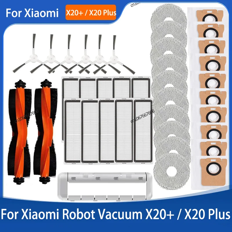 Accessories For Xiaomi Robot Vacuum X20 Plus/X20+ Parts Main Side Brush Lip Hepa Filter Mop Cloth Dust Bag