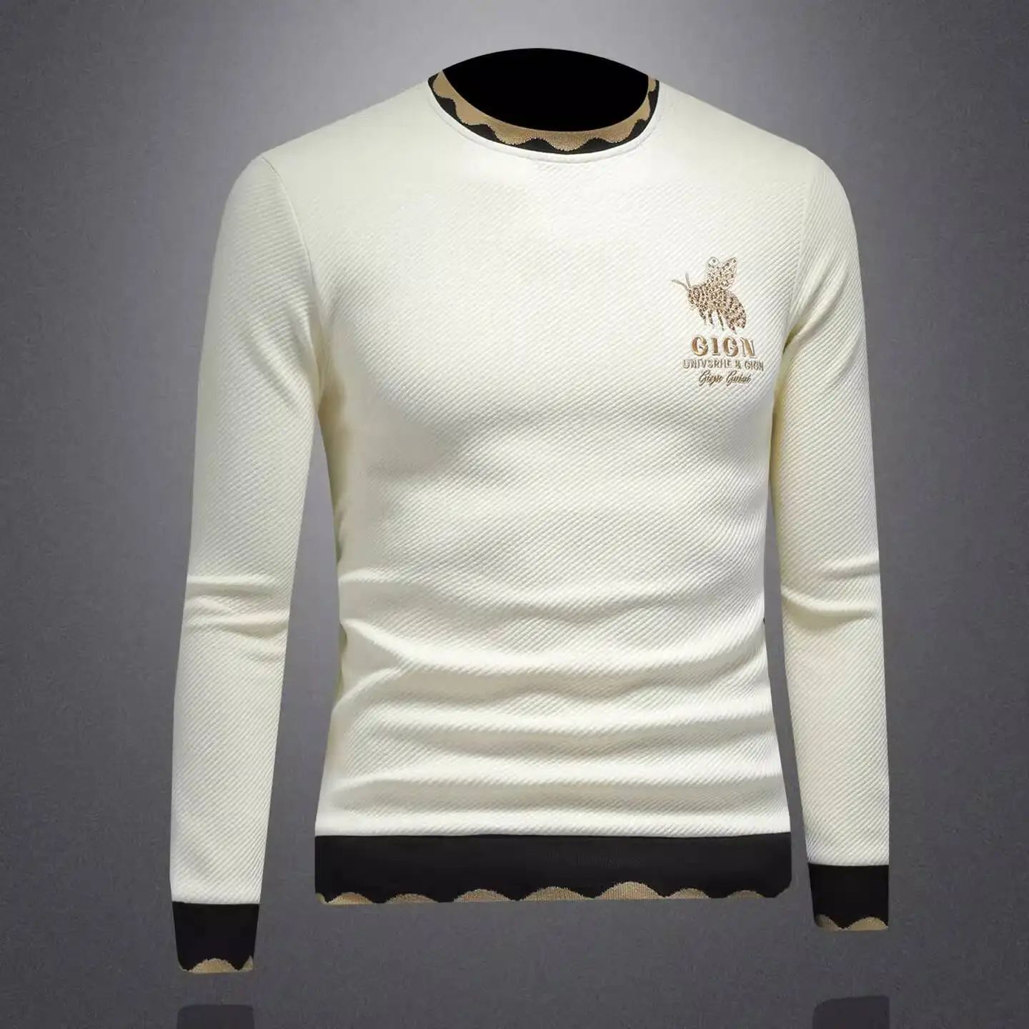 الخريف الشتاء النحل التطريز تي شيرت الرجال عادية البلوز قاع قميص الملكي تي شيرت الرجال الفاخرة تي شيرت الرجال نادي وتتسابق