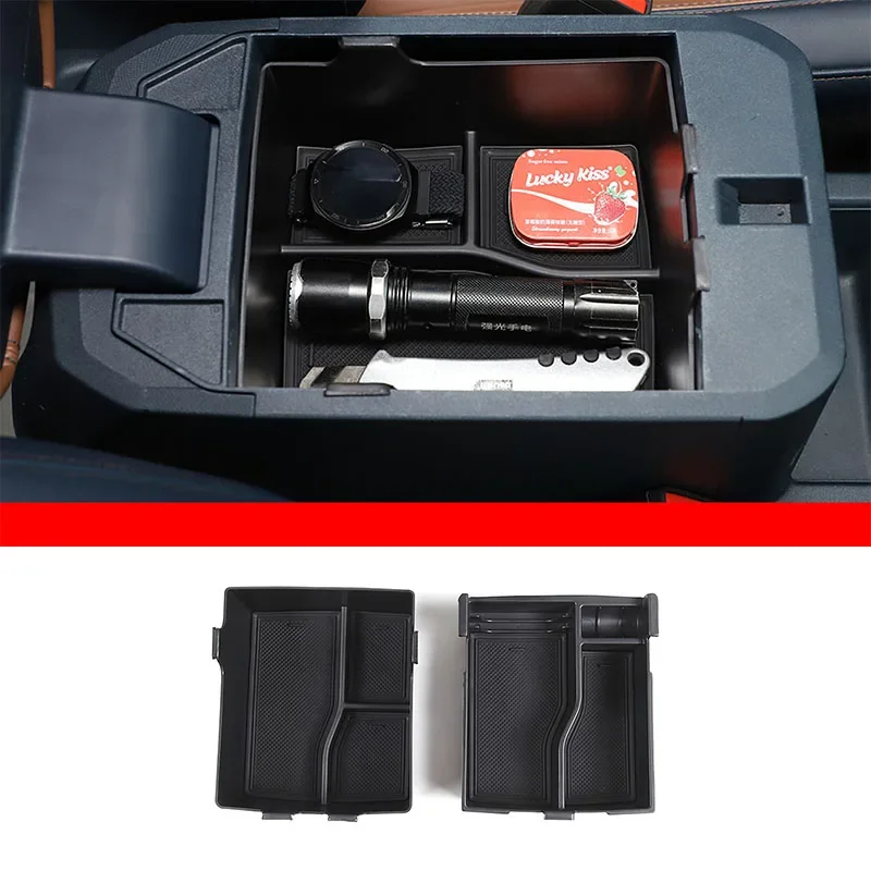 

For Ford Maverick 2022+ Car Center Armrest Storage Box Double-layer Tray ABS Interior Accessories 2 Pcs