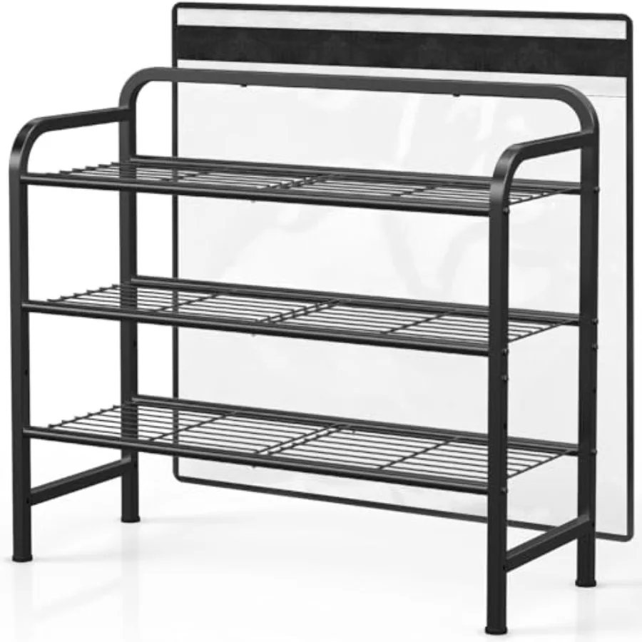 

Shoe Rack for Closet Heavy Duty Metal Shoe Organizer with Wall Protector 3Tier Adjustable Shoe Rack for Front Door Entrance Stu