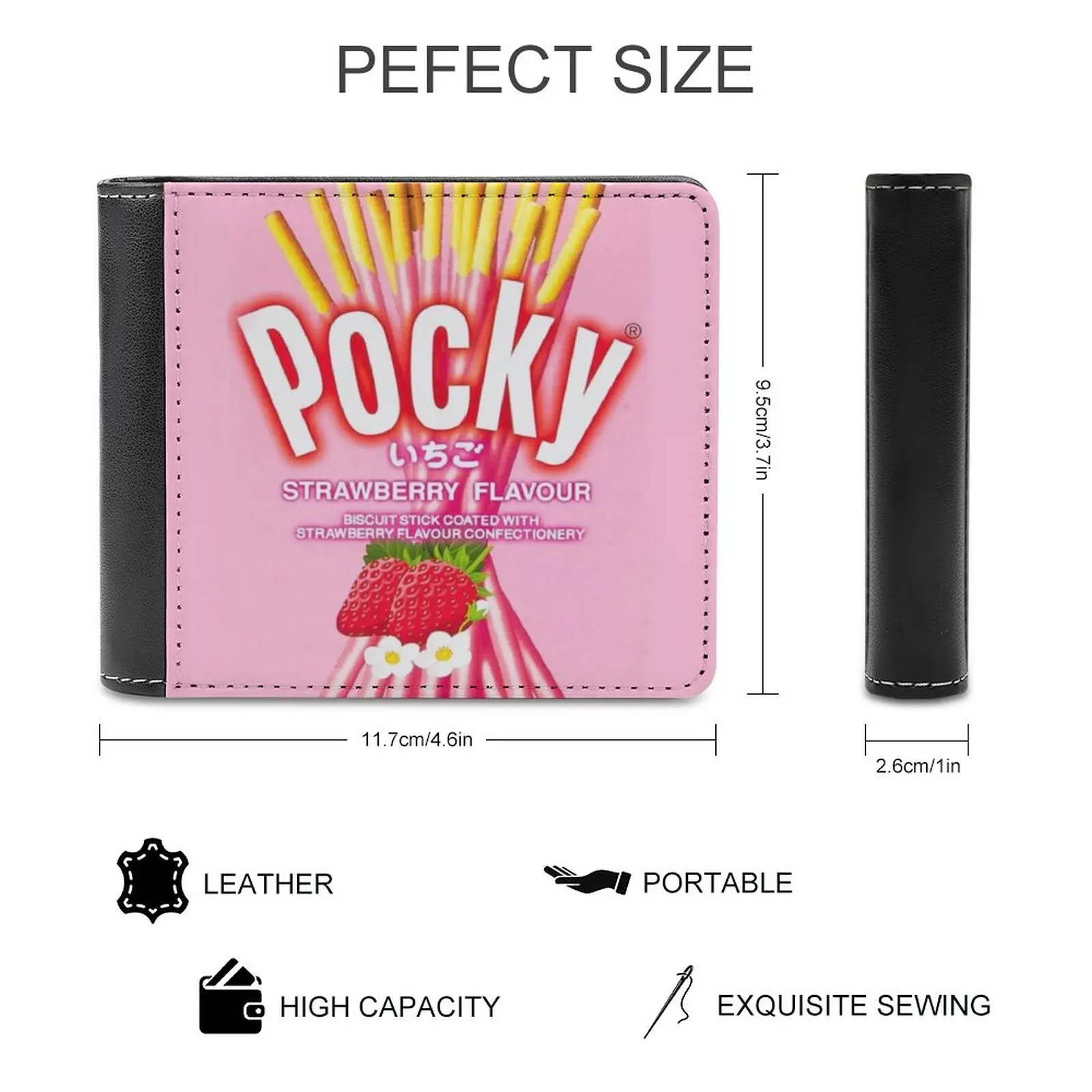 Pocky Strawberry Flavour Soft Men Wallets New Purse Credit Card Holders For Male Purses Men Wallet Strawberry Pocky Cute Kawaii