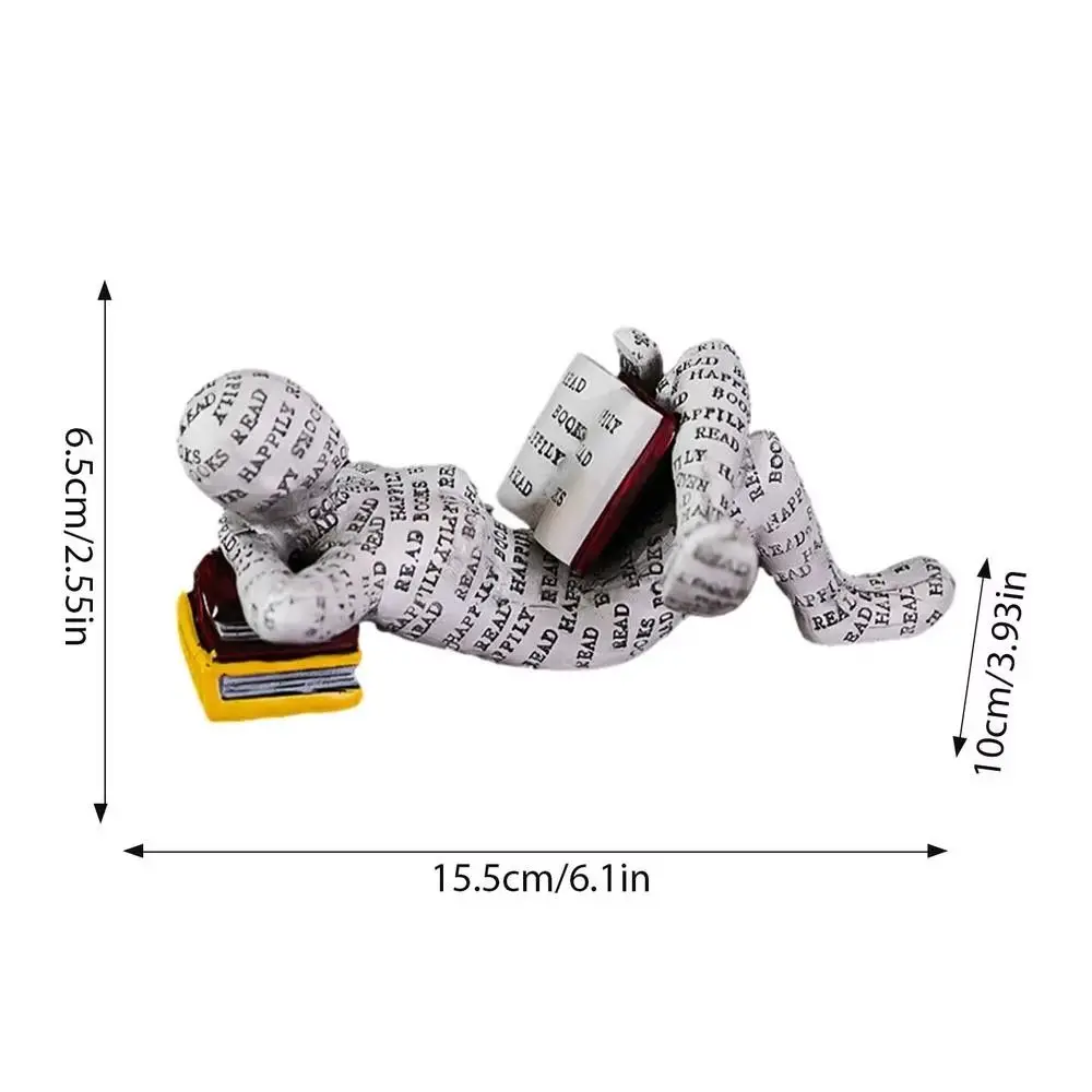 1Pcs Desk Ornament Accessories Resin Reading Figure Art Creative Nordic Style Abstract Thinker Sculpture Book Lover Modern