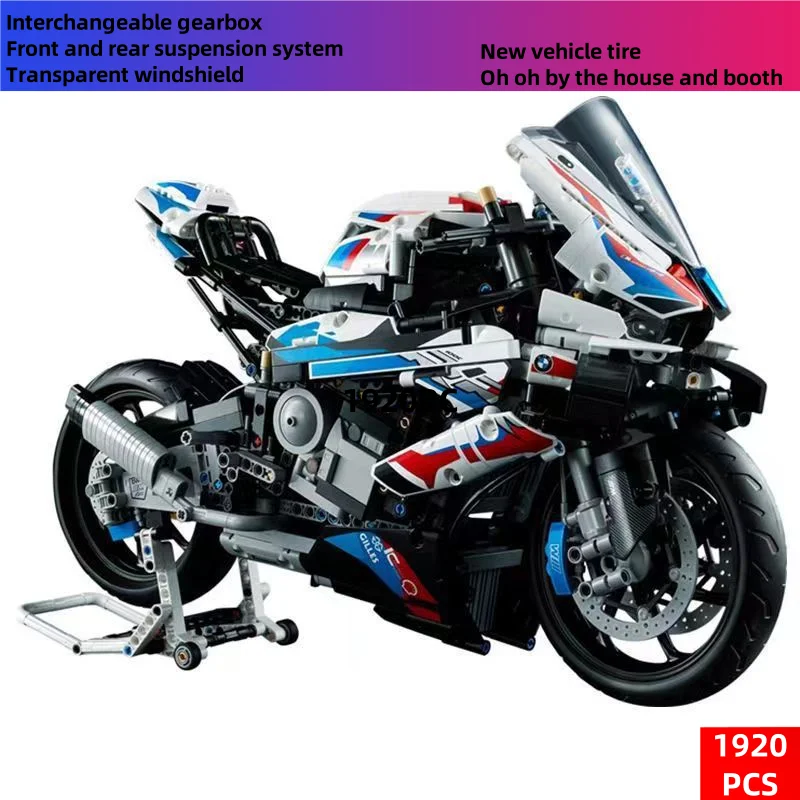 New Motorcycle Building Bocks Simulation Motorcycle Model Decoration Assembly Model Difficult Toy Boy Educational Creature Gift