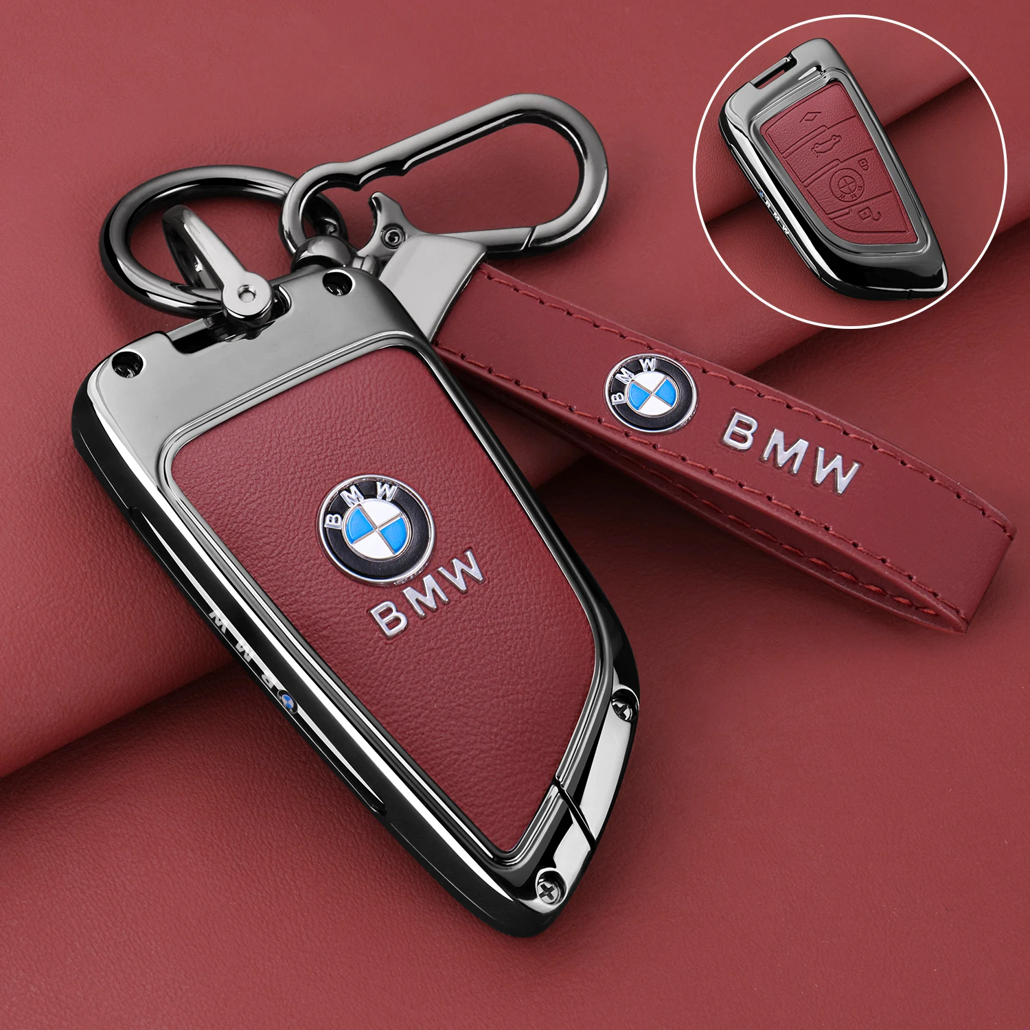 Premium Leather Key Case Shell Buckle Special Car Key Cover For BMW X1 X3 X5 X6 X7 1 3 5 6 7 Series G20 G30 G11 F15 F16 G01 G02