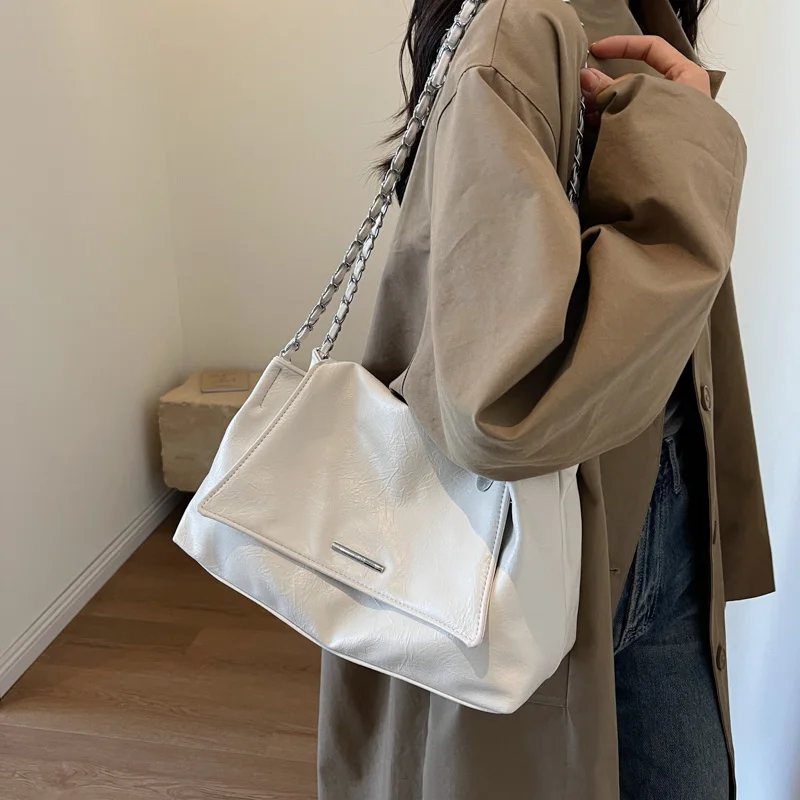 Ladies Handbag Women Fashion Bags Brand Designer Silver Shoulder Bag Large Capacity Female Bag Soft Leather Underarm Bag Totes